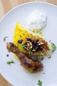 Persian Tahchin and Roasted Chicken