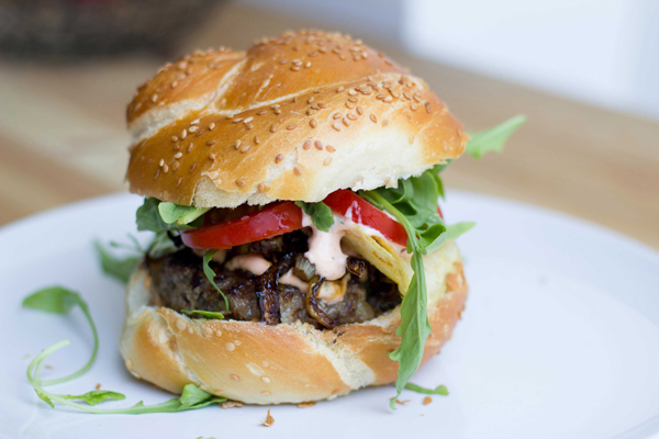 Spicy Sriracha Burger Perfect for spicing things up at your 4th of July Barbecue!