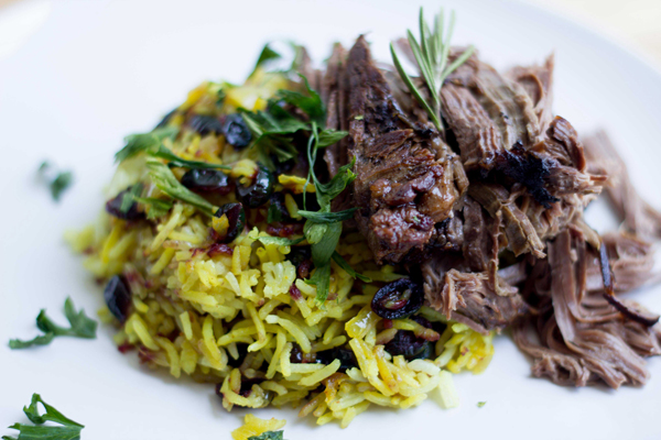 Slow Cooker Beef Pot Roast with Persian Cranberry Rice