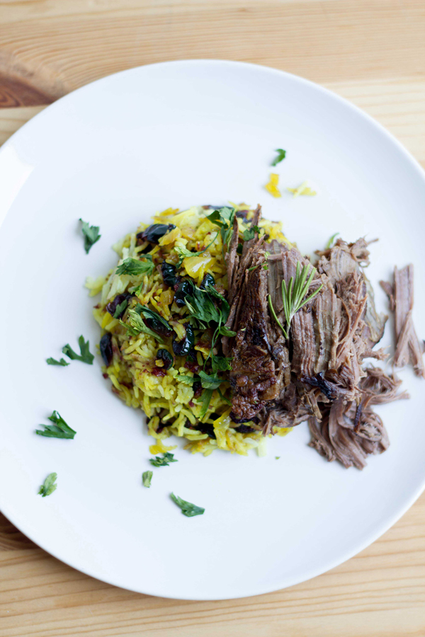 Slow Cooker Beef Pot Roast with Persian Cranberry Rice