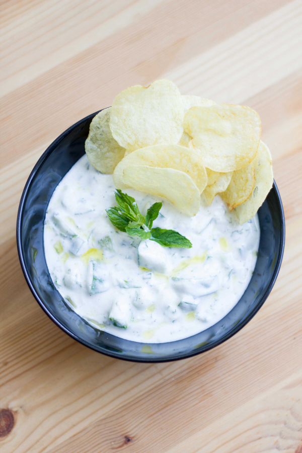 Persian Mast o Khiar is a traditional cucumber yogurt dip that goes well with just about anything!